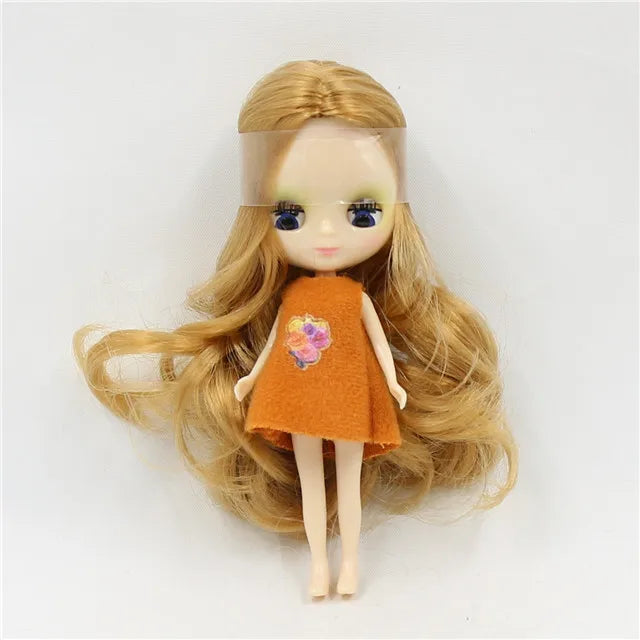 DBS blyth mini doll 10CM BJD normal body doll long hair 10cm toy anime random dress as a gift