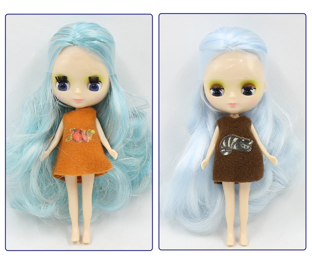 DBS blyth mini doll 10CM BJD normal body doll long hair 10cm toy anime random dress as a gift