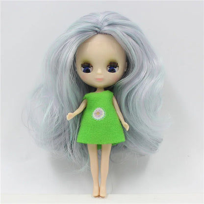 DBS blyth mini doll 10CM toy nude doll colorful long hair shiny face anime girls gift
