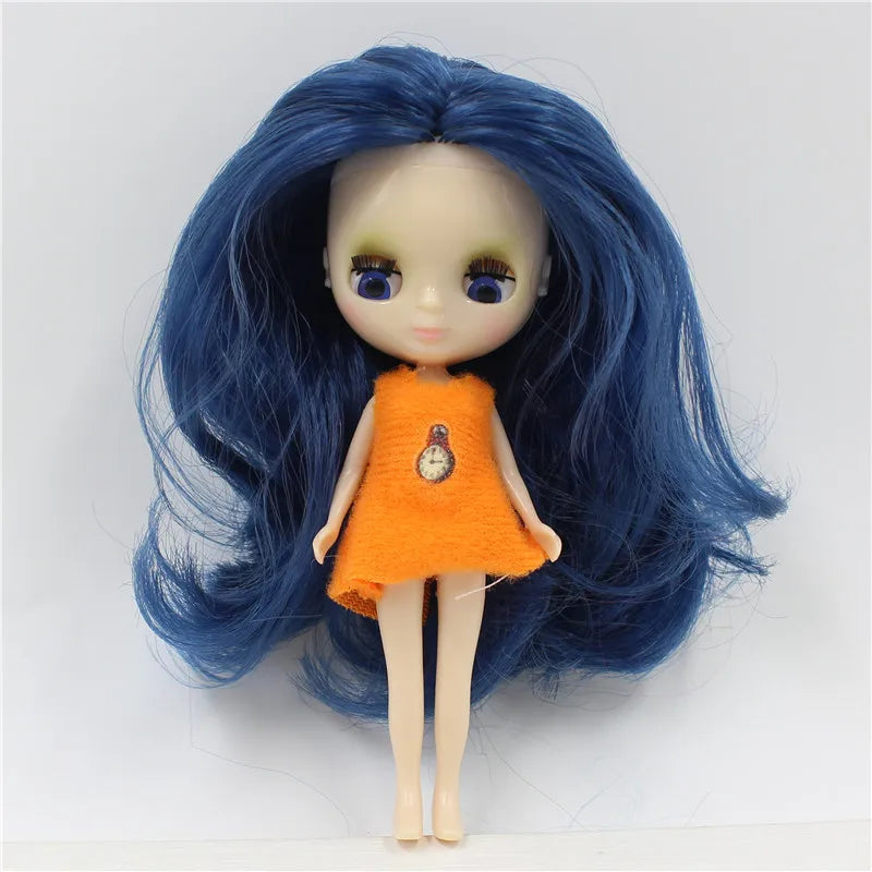 DBS blyth mini doll 10CM toy nude doll colorful long hair shiny face anime girls gift