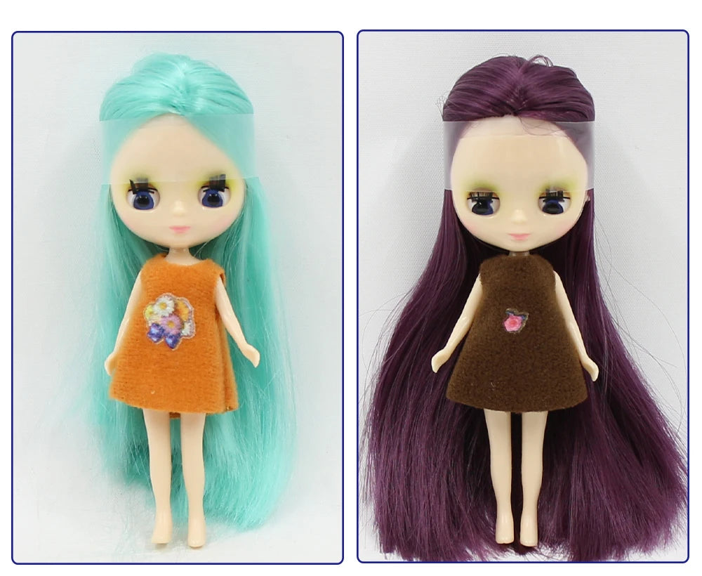DBS blyth mini doll 10CM BJD normal body doll long hair 10cm toy anime random dress as a gift
