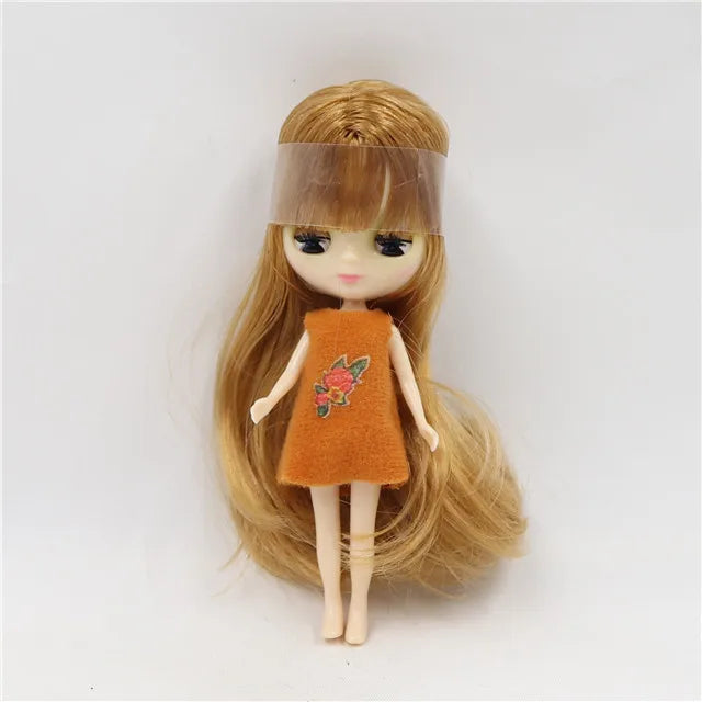 DBS blyth mini doll 10CM BJD normal body doll long hair 10cm toy anime random dress as a gift