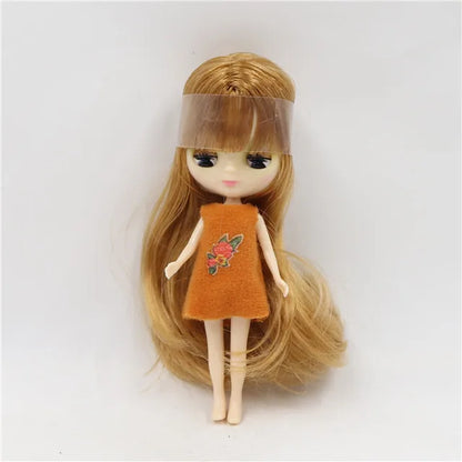 DBS blyth mini doll 10CM BJD normal body doll long hair 10cm toy anime random dress as a gift