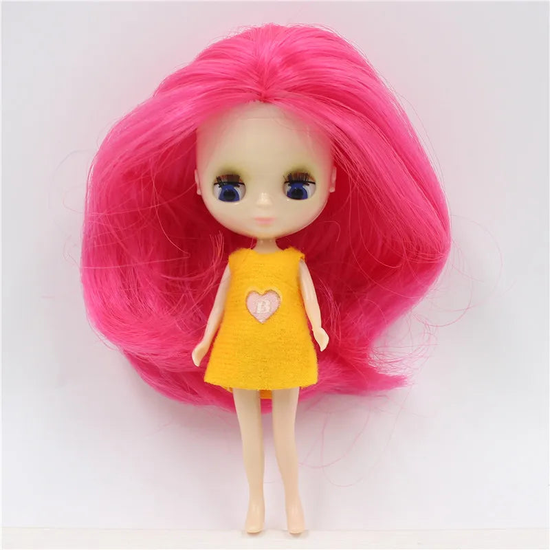 DBS blyth mini doll 10CM toy nude doll colorful long hair shiny face anime girls gift