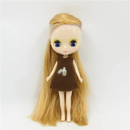 DBS blyth mini doll 10CM BJD normal body doll long hair 10cm toy anime random dress as a gift