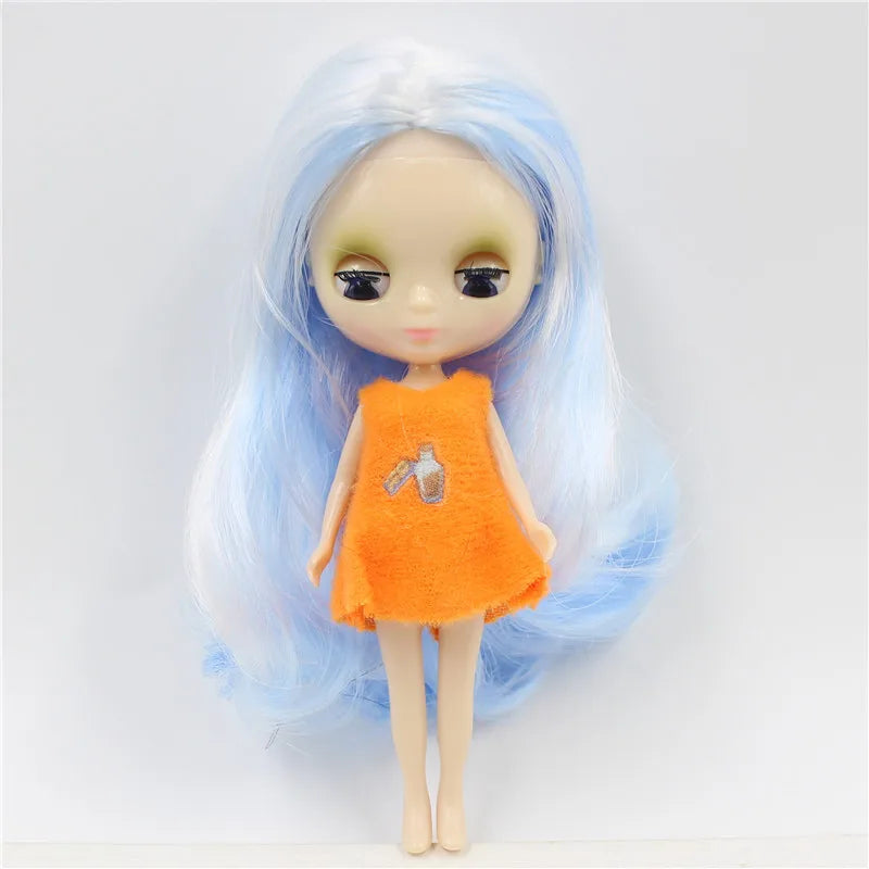DBS blyth mini doll 10CM toy nude doll colorful long hair shiny face anime girls gift