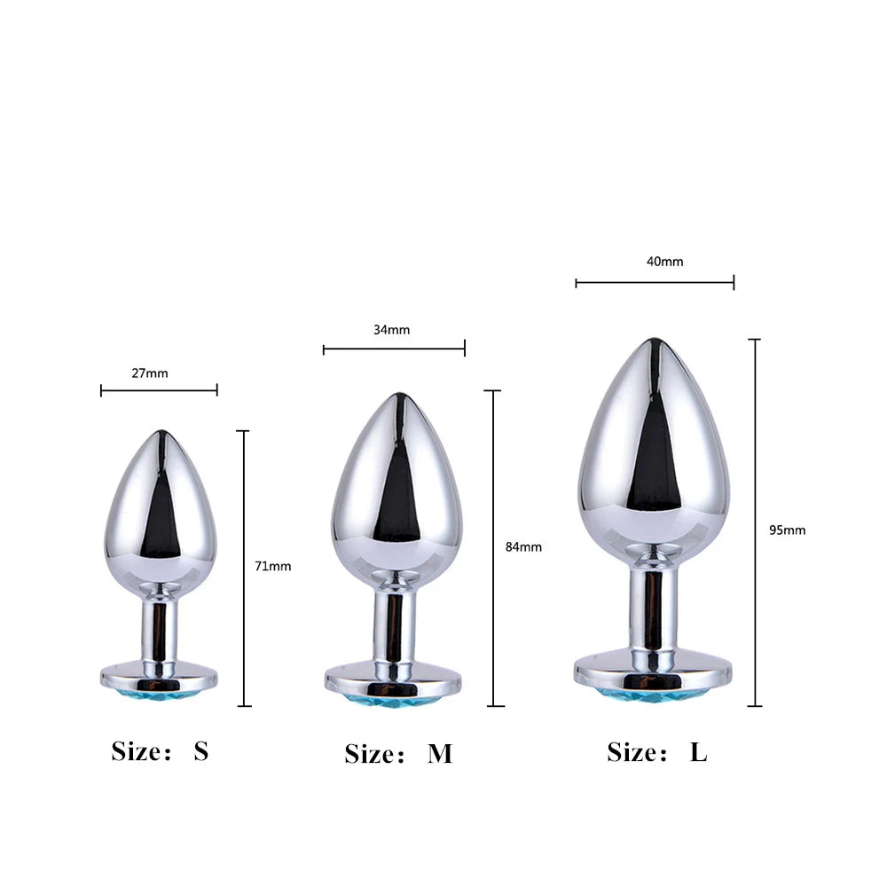 Metal Anal Plug  Jewel Decoration Butt Beads Sex Prostate Massager Anus Toys For Women and Man Couple Gay 3 Size
