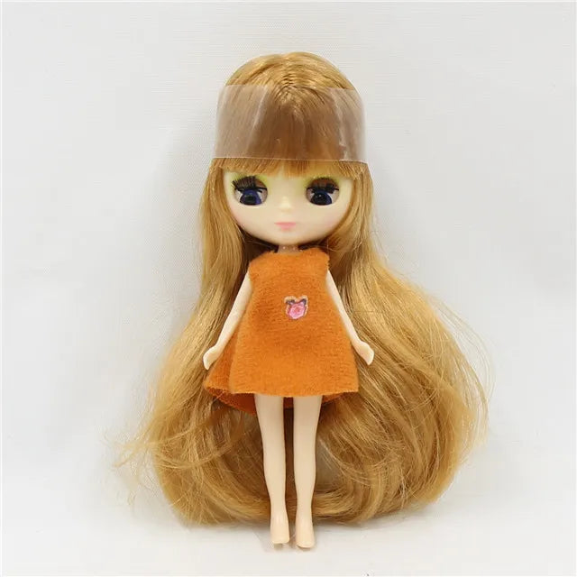 DBS blyth mini doll 10CM BJD normal body doll long hair 10cm toy anime random dress as a gift