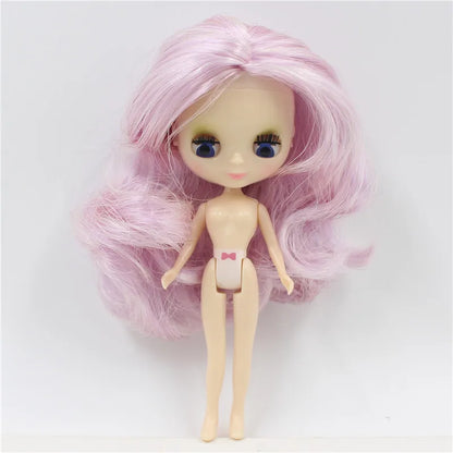 DBS blyth mini doll 10CM toy nude doll colorful long hair shiny face anime girls gift