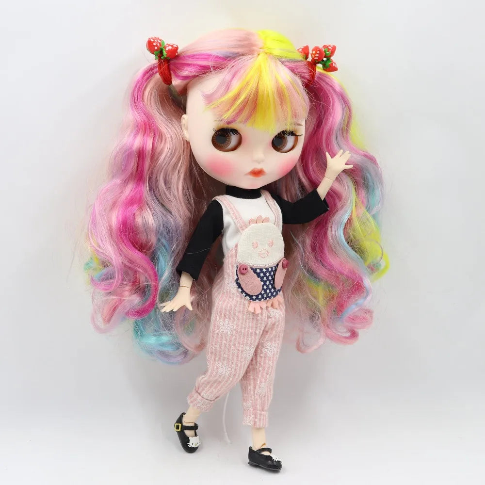 ICY DBS blyth doll 1/6 bjd white skin joint body matte face Carved lips with eyebrows anime custom doll 30cm toy girls
