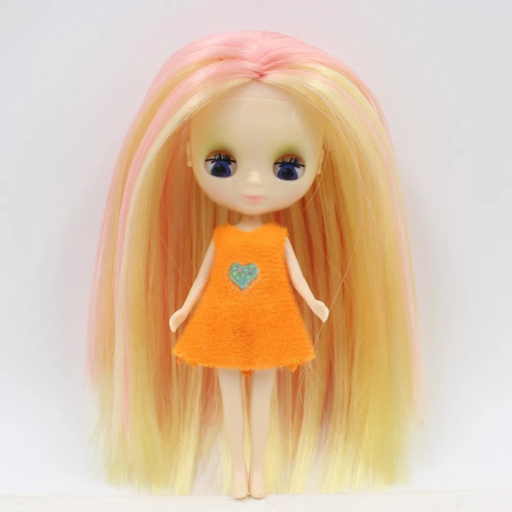 DBS blyth mini doll 10CM toy nude doll colorful long hair shiny face anime girls gift