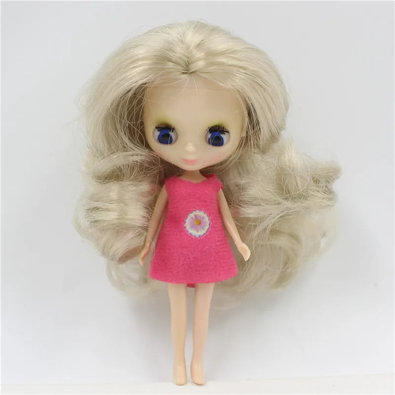 DBS blyth mini doll 10CM toy nude doll colorful long hair shiny face anime girls gift
