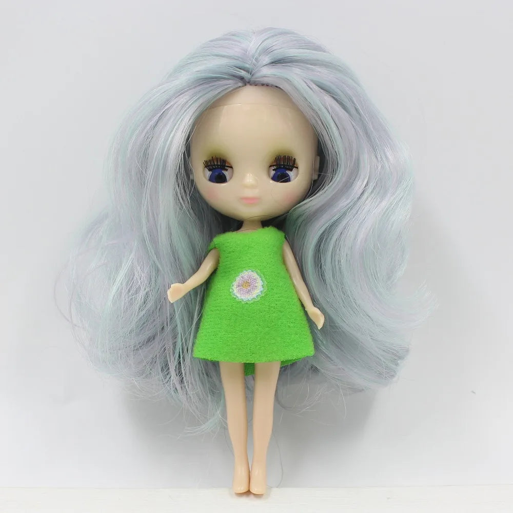 DBS blyth mini doll 10CM toy nude doll colorful long hair shiny face anime girls gift