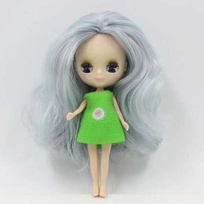 DBS blyth mini doll 10CM toy nude doll colorful long hair shiny face anime girls gift