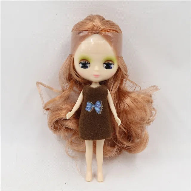 DBS blyth mini doll 10CM BJD normal body doll long hair 10cm toy anime random dress as a gift