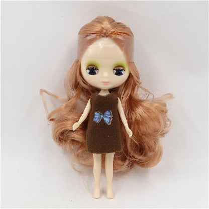 DBS blyth mini doll 10CM BJD normal body doll long hair 10cm toy anime random dress as a gift