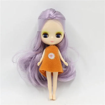 DBS blyth mini doll 10CM BJD normal body doll long hair 10cm toy anime random dress as a gift