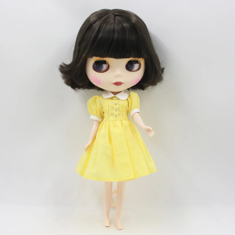 ICY DBS Blyth doll licca body pink blue yellow dress simple clothes cute