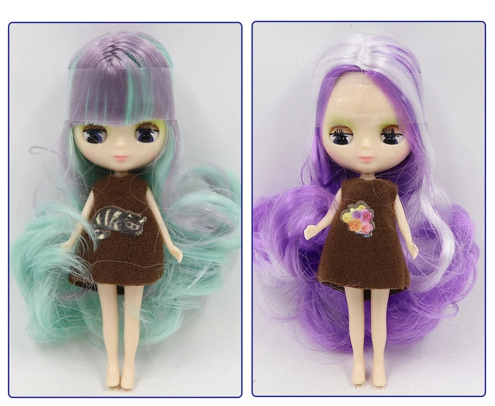 DBS blyth mini doll 10CM BJD normal body doll cute girls gift anime toy random dress