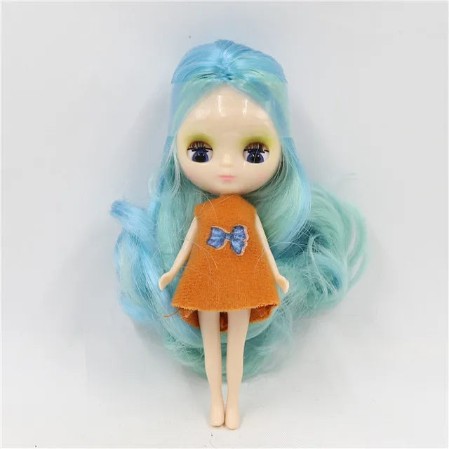 DBS blyth mini doll 10CM BJD normal body doll long hair 10cm toy anime random dress as a gift