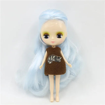 DBS blyth mini doll 10CM BJD normal body doll long hair 10cm toy anime random dress as a gift