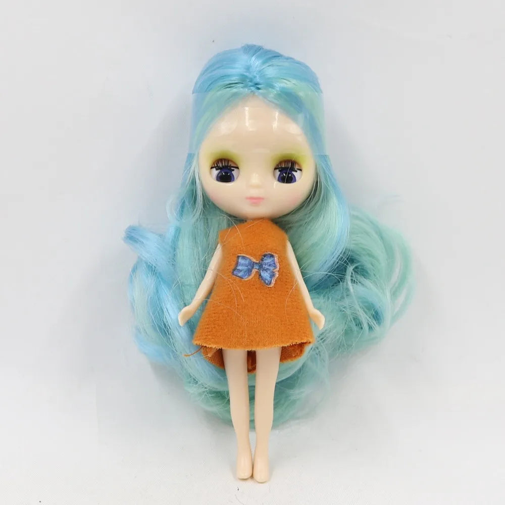 DBS blyth mini doll 10CM BJD normal body doll long hair 10cm toy anime random dress as a gift