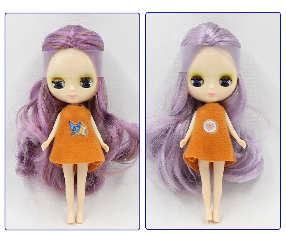 DBS blyth mini doll 10CM BJD normal body doll long hair 10cm toy anime random dress as a gift