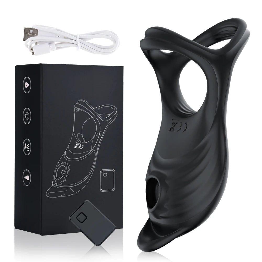 Remote Control Penis Ring Vibrator Sucking Licking Clitoris Stimulator Cock Ring Enlargement Sex Toy for  Adult Man & Couples