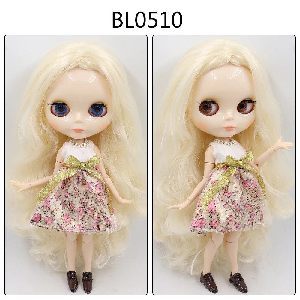 ICY DBS Blyth Doll toy joint body white skin shiny face with clothes and shoes, 30cm 1/6 toy girl gift