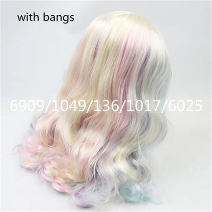 ICY DBS blyth doll rbl scalp and dome wavy hair multi-color wig for custom doll anime toy white skin mix hair