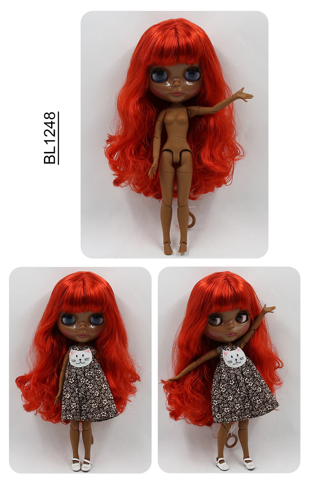 ICY DBS blyth doll super black skin joint body shiny face 30cm anime nude doll toy doll girls gift African American skin tone