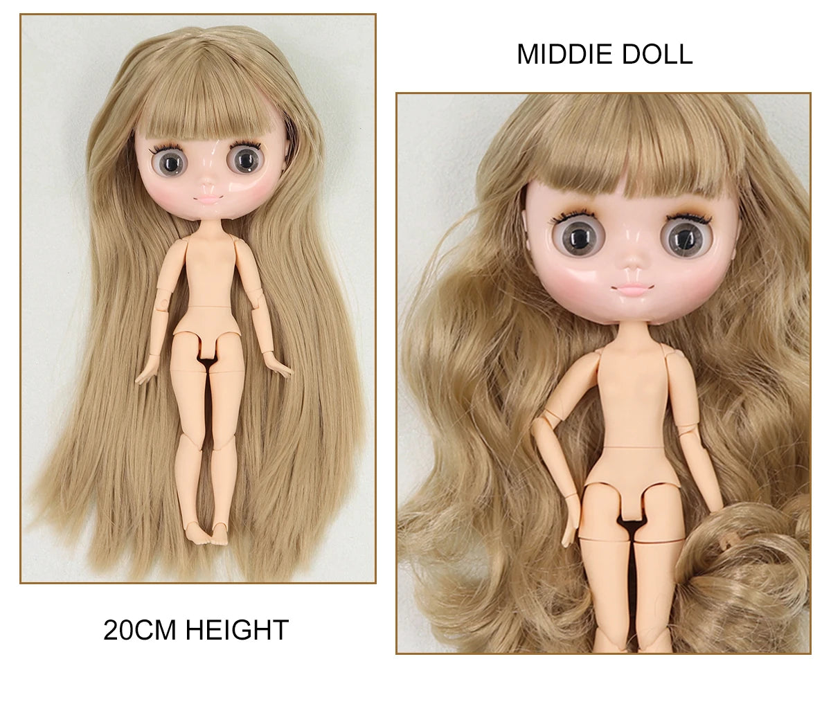 ICY DBS blyth middie doll 1/8 BJD shiny face long hair joint body 20cm toy girls gift