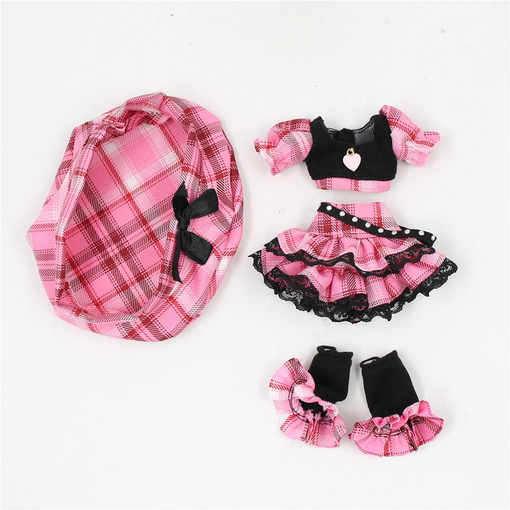 ICY DBS Blyth doll clothes pink dress Berets Plaid skirt anime suit cool outfits cosplay girl