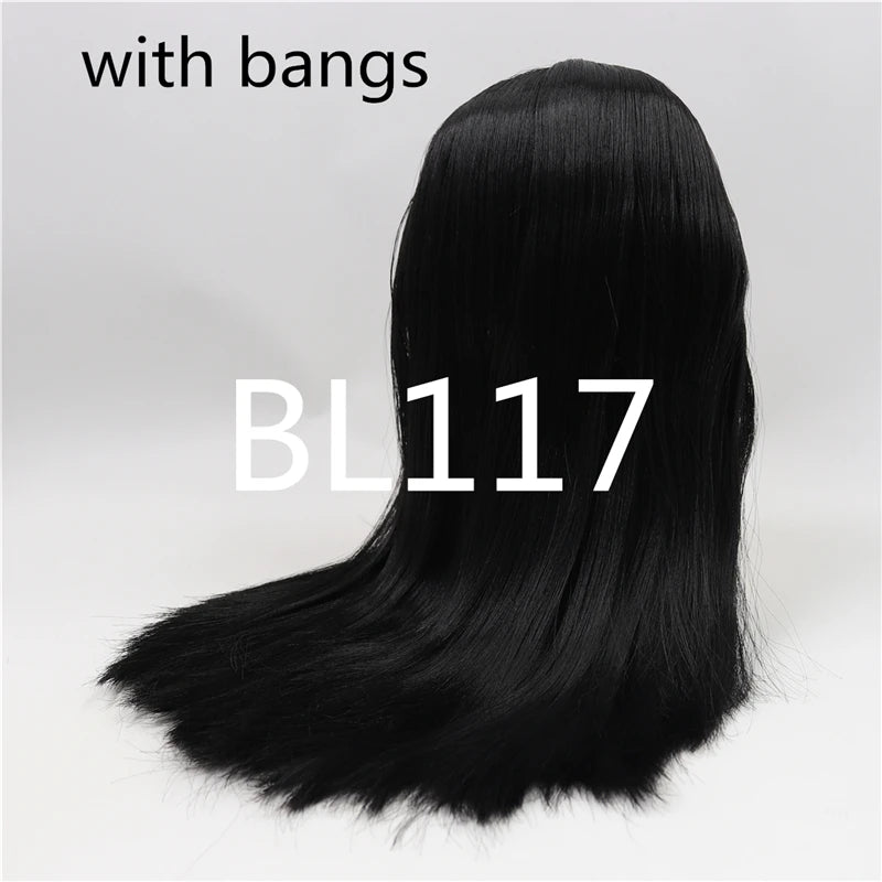 DBS factory blyth doll icy doll bjd wig rbl scalp and dome straight hair for DIY custom doll anime white skin black hair