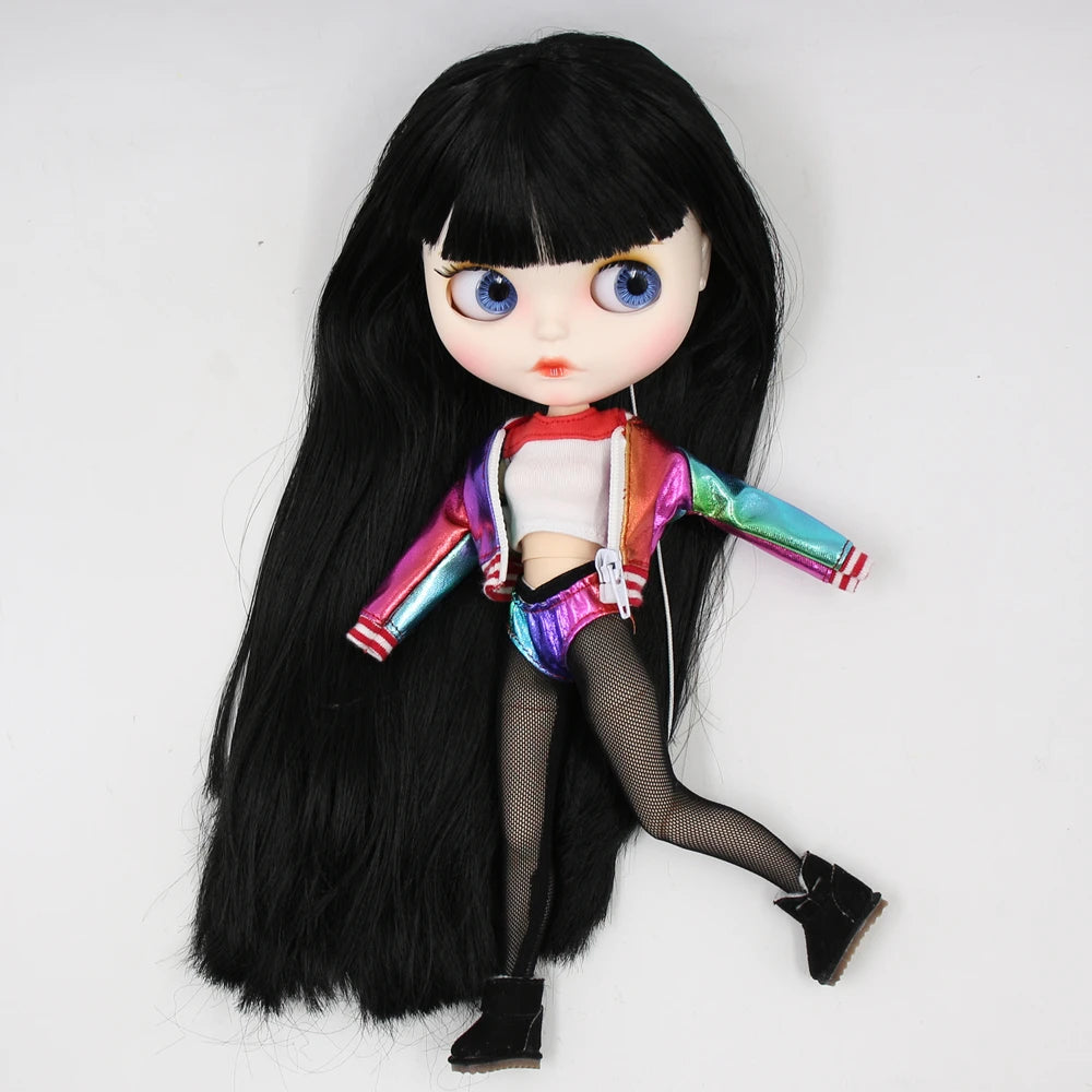 ICY DBS blyth doll 1/6 bjd white skin joint body black hair matte face eyebrows custom doll 30cm toy anime girls gift