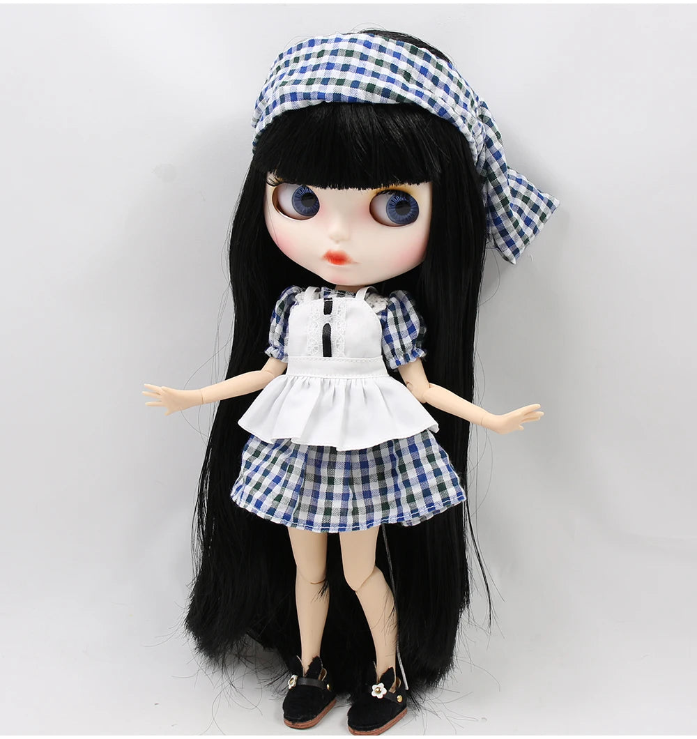 ICY DBS blyth doll 1/6 bjd white skin joint body black hair matte face eyebrows custom doll 30cm toy anime girls gift