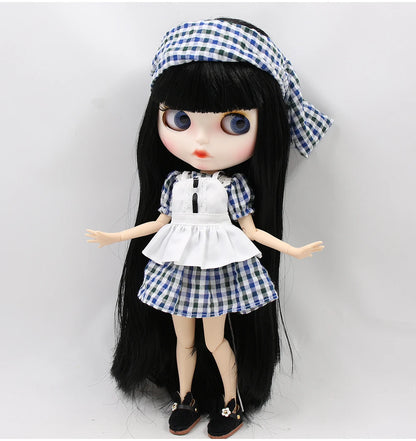 ICY DBS blyth doll 1/6 bjd white skin joint body black hair matte face eyebrows custom doll 30cm toy anime girls gift