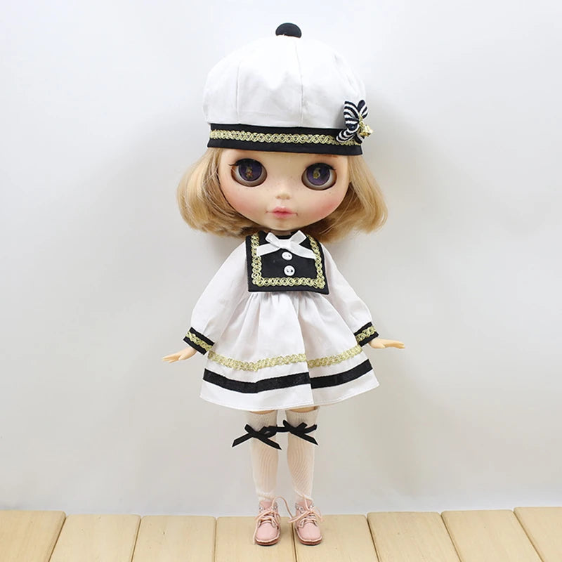 ICY DBS Blyth doll clothes outfits toy for blyth doll icy joint body licca body pink dress white hat
