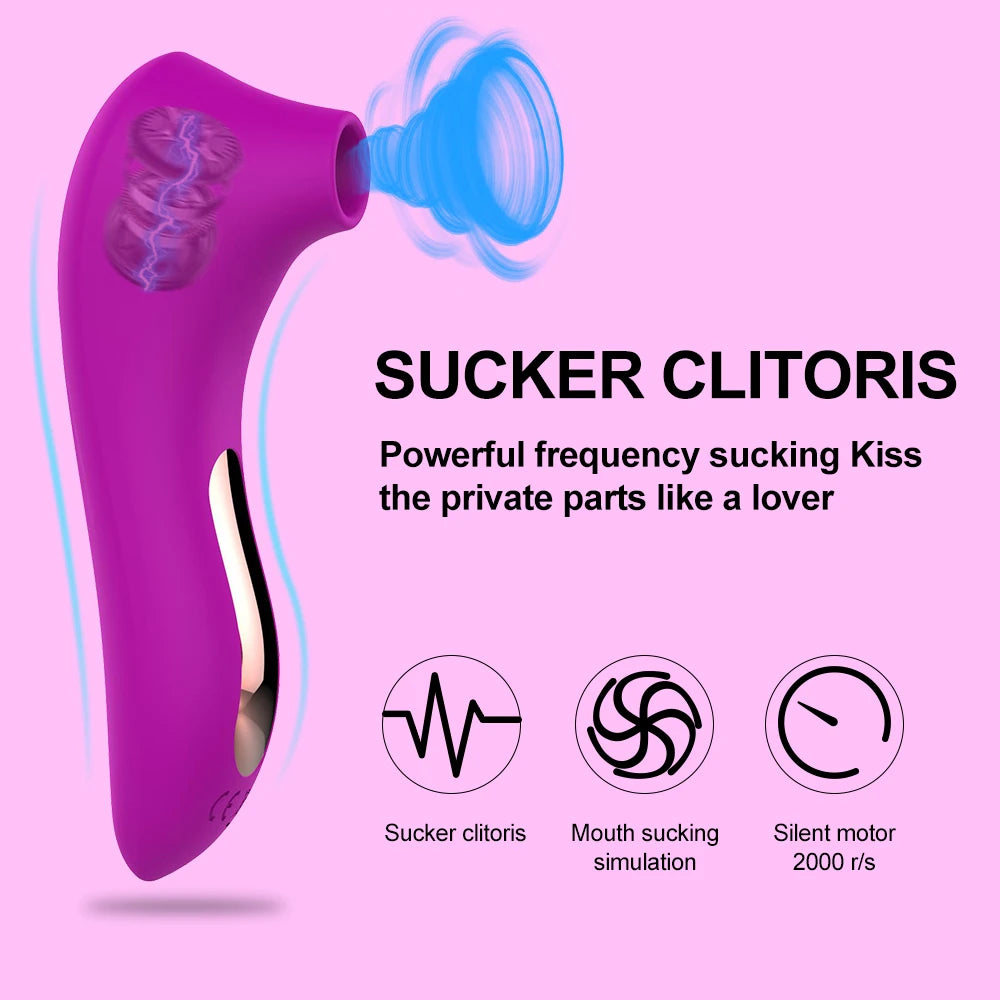 Powerful Clit Sucker Vacuum Vibrator Clitoris Sucking Nipple Sucking Tongue Vibrating Oral Licking Sex Toys for Adult Women
