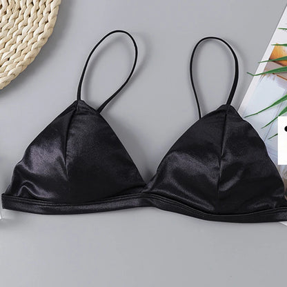 Women's French Style Bra Girl Wrapped Chest Adjustable Shoulder Strap Single Buckle Satin Sexy Tube Top Underwear Lingerie