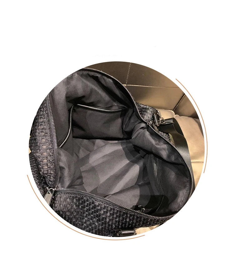Women's Large Capacity Polyester Travel Tote Bag – Zipper Closure, Black