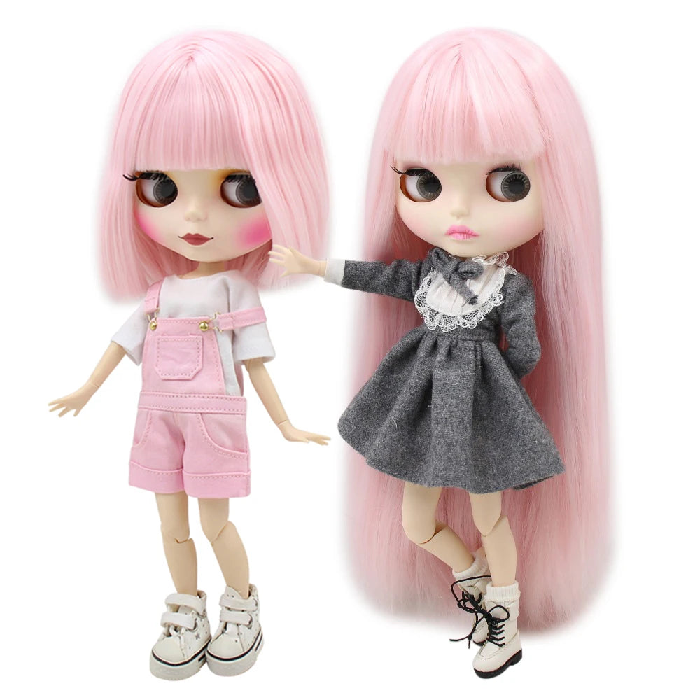 ICY DBS Blyth Doll short pink hair matte face joint body white skin long hair 1/6 bjd anime toy