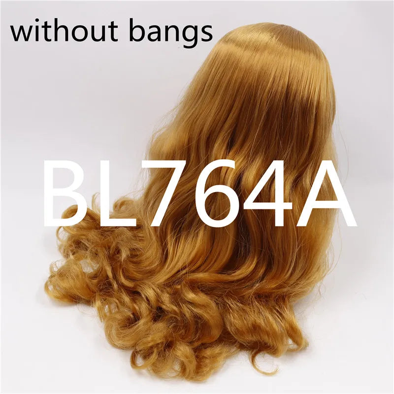 DBS ICY blyth doll hair toy wig rbl scalp and dome wavy hair for customized doll white skin golden hair brown hair
