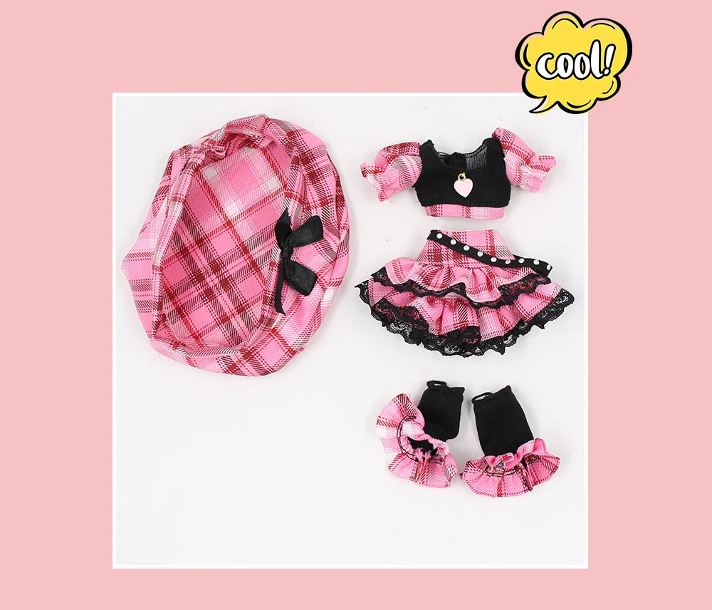 ICY DBS Blyth doll clothes pink dress Berets Plaid skirt anime suit cool outfits cosplay girl