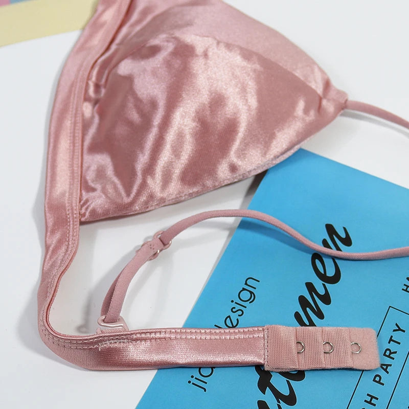 Women's French Style Bra Girl Wrapped Chest Adjustable Shoulder Strap Single Buckle Satin Sexy Tube Top Underwear Lingerie