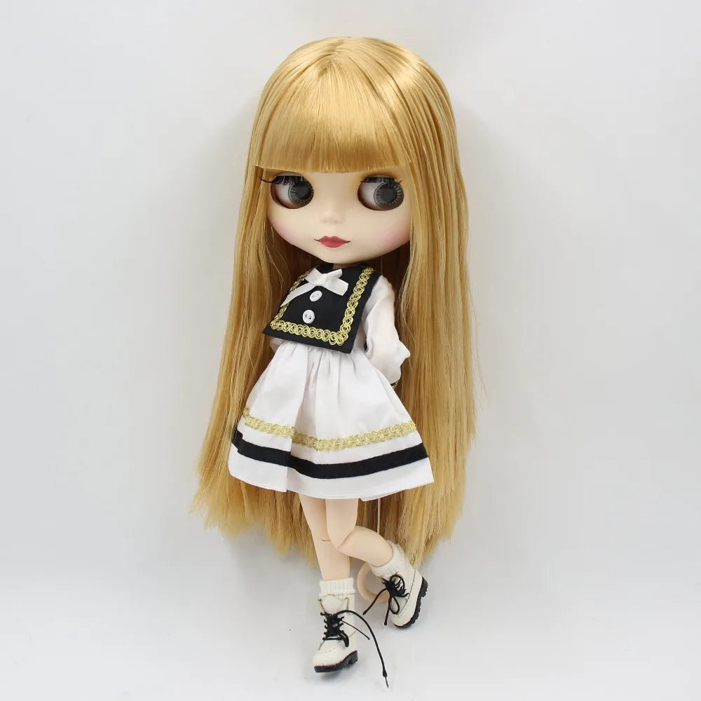 ICY DBS Blyth doll clothes outfits toy for blyth doll icy joint body licca body pink dress white hat