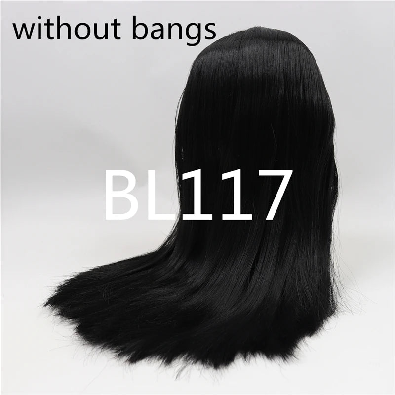 DBS factory blyth doll icy doll bjd wig rbl scalp and dome straight hair for DIY custom doll anime white skin black hair