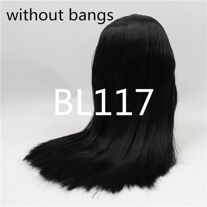 DBS factory blyth doll icy doll bjd wig rbl scalp and dome straight hair for DIY custom doll anime white skin black hair