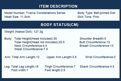 DBS 1/6 BJD toy 30cm constellations doll joint body with outfit shoes stand box toy girls gift anime doll