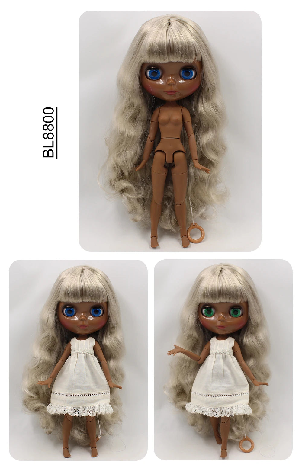 ICY DBS blyth doll super black skin joint body shiny face 30cm anime nude doll toy doll girls gift African American skin tone